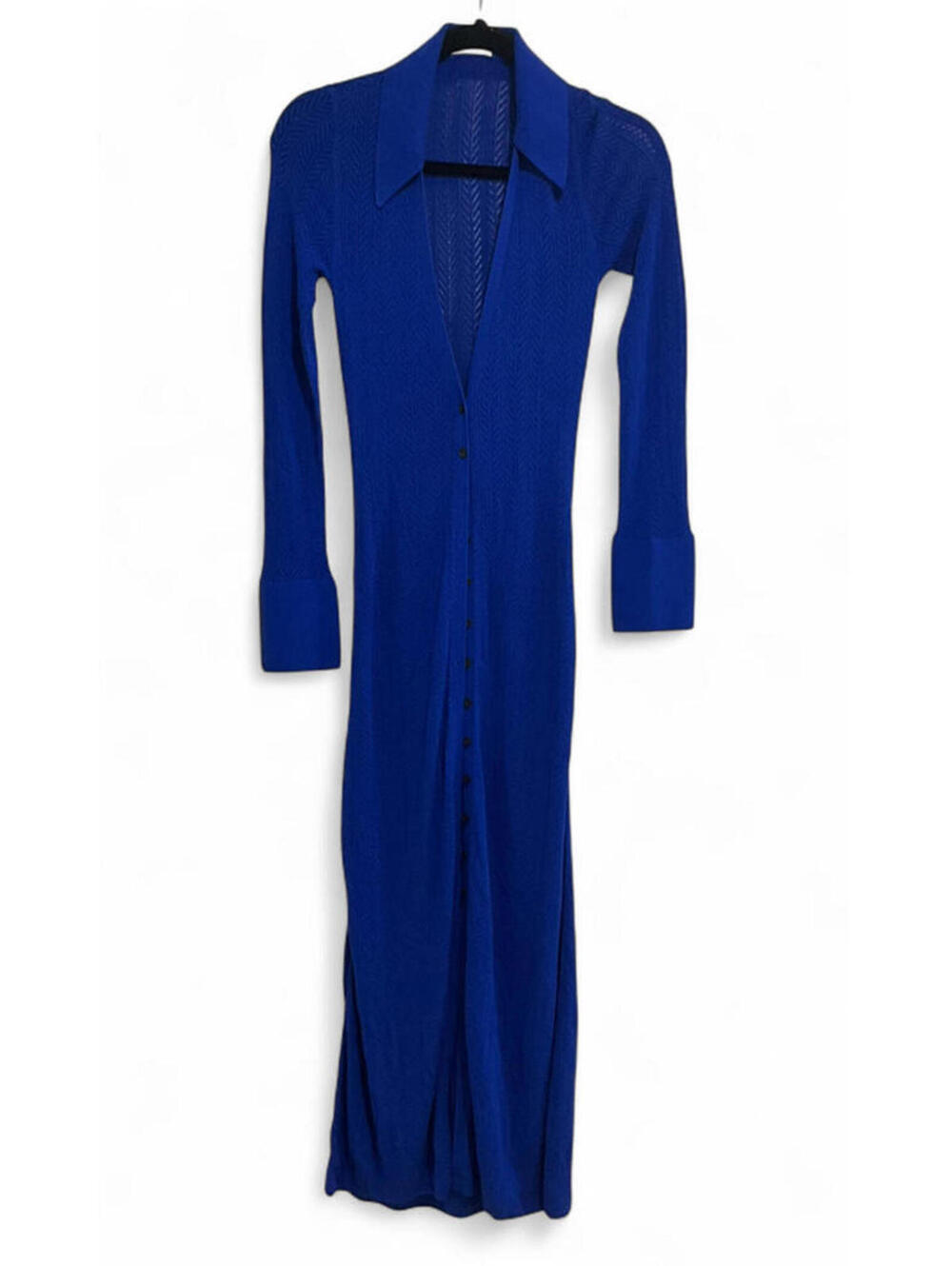 NWOT RARE A.L.C Cobalt Knit Maxi Duster Dress Cardigan Luxury Cover Up XS S $595 - Picture 7 of 11